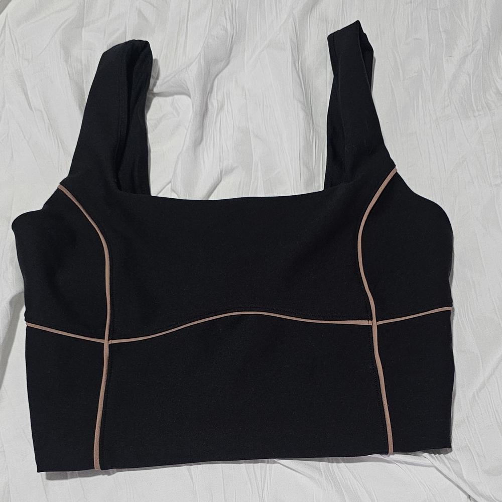 Abercrombie & Fitch Black Tank Top with Wide Straps and Geometric Design